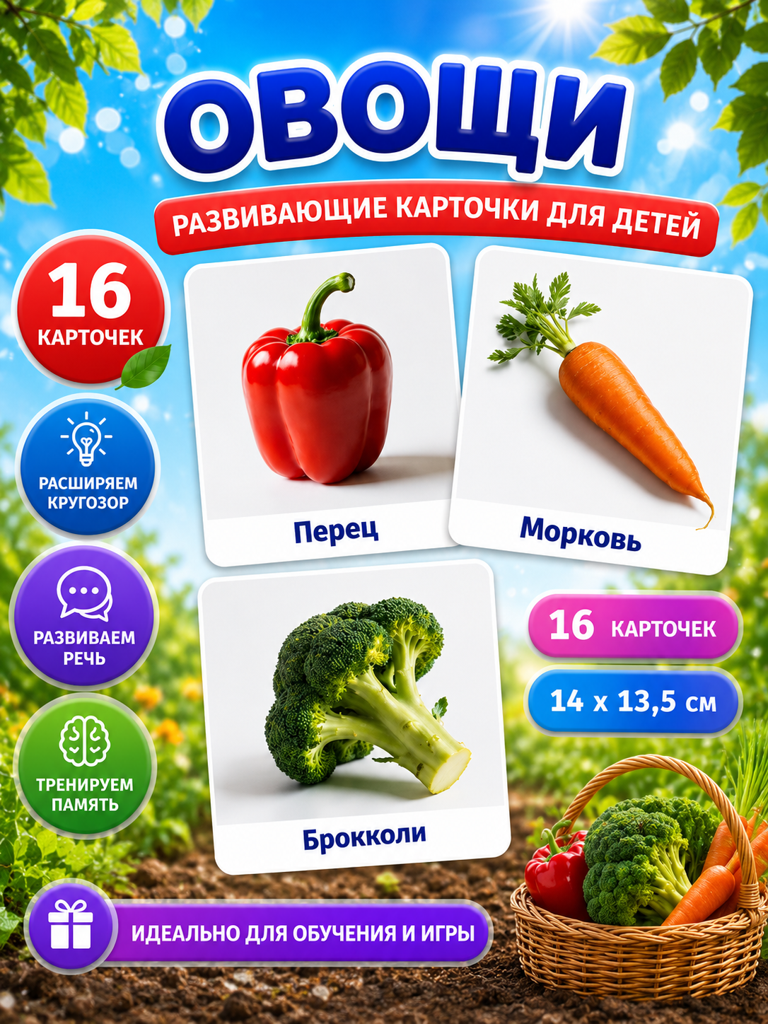 Развивающие карточки Овощи